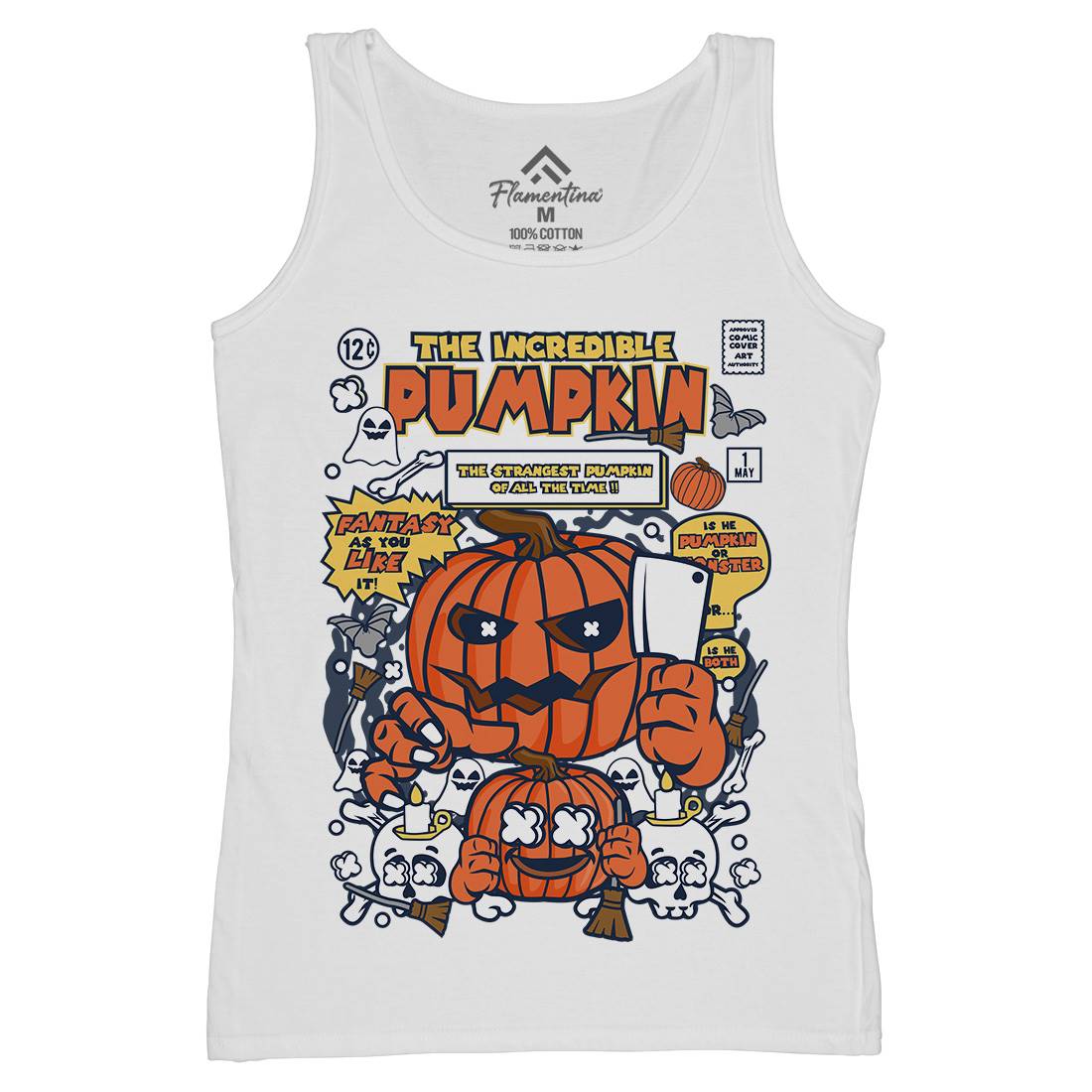 The Incredible Pumpkin Womens Organic Tank Top Vest Halloween C678