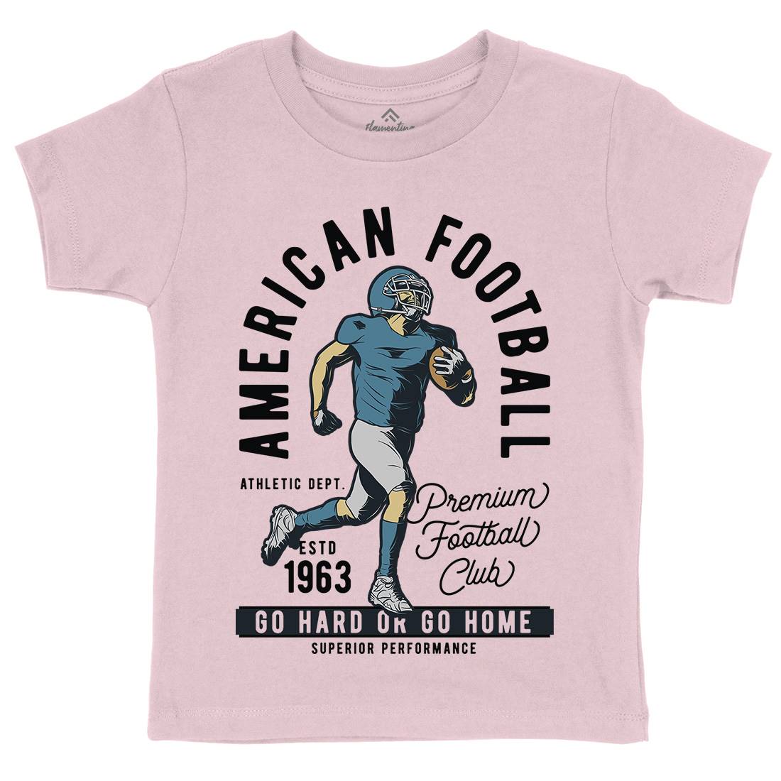 American Football Kids Organic Crew Neck T-Shirt Sport C834