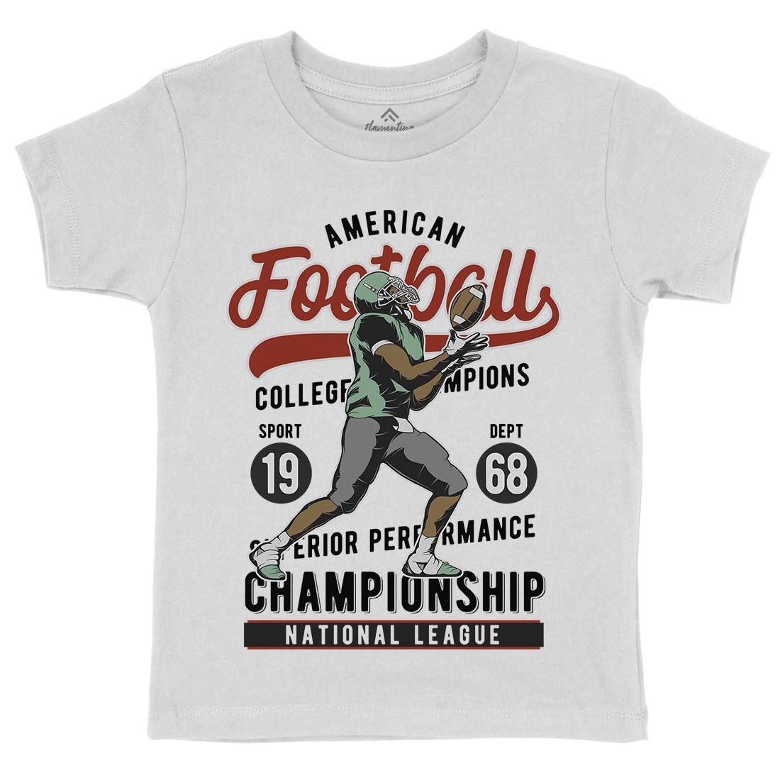 American Football Kids Organic Crew Neck T-Shirt Sport C835