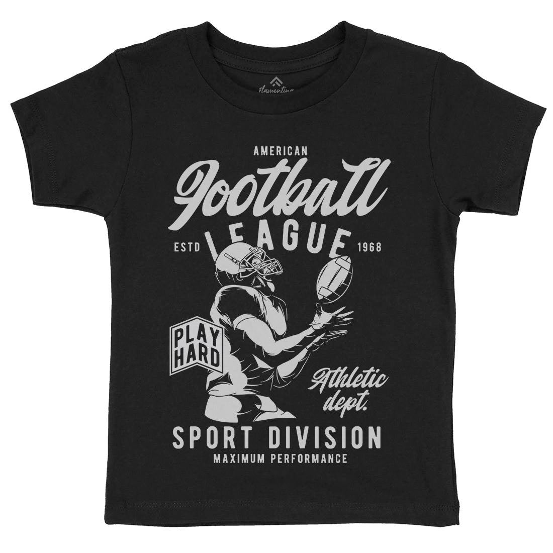 American Football Kids Organic Crew Neck T-Shirt Sport C836