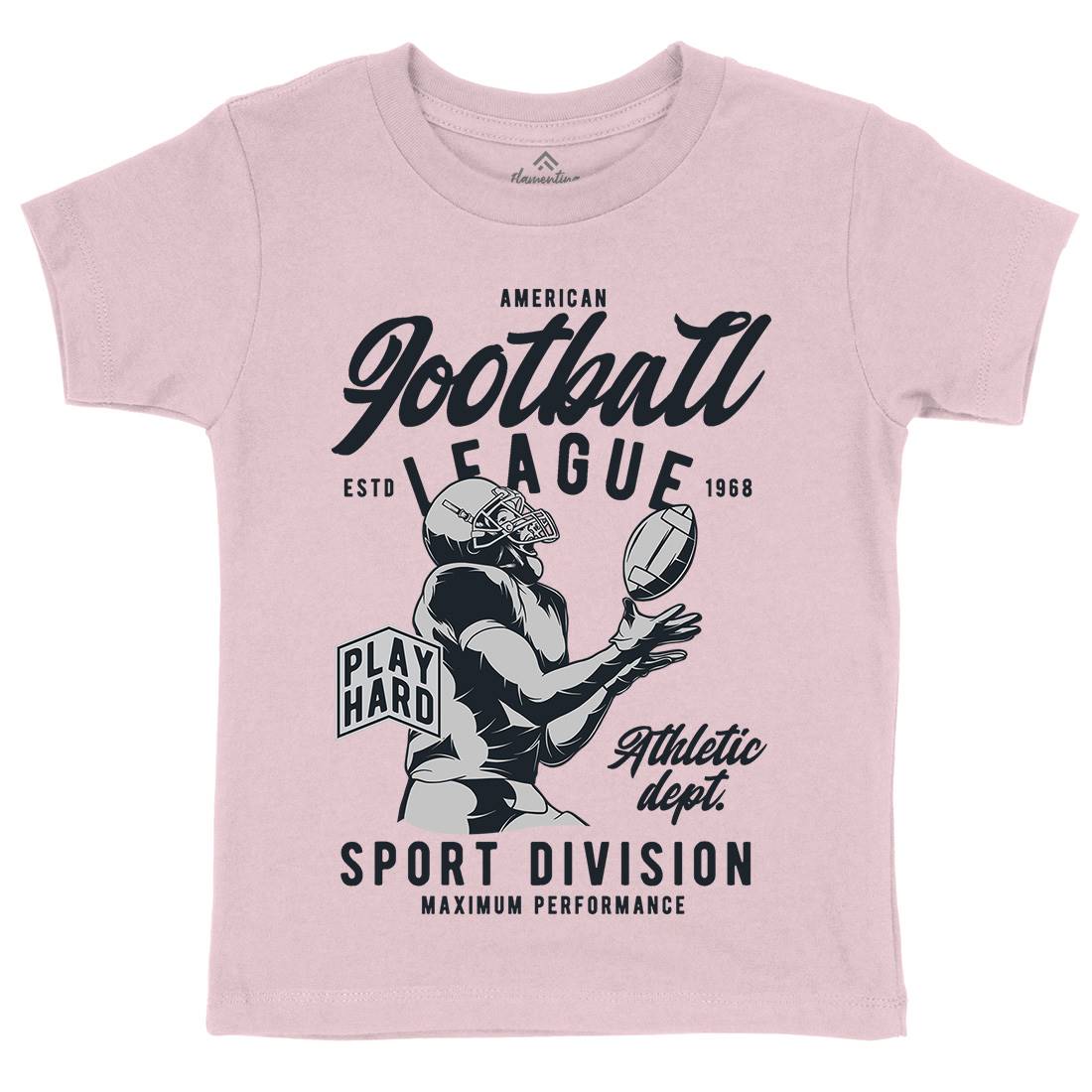 American Football Kids Organic Crew Neck T-Shirt Sport C836