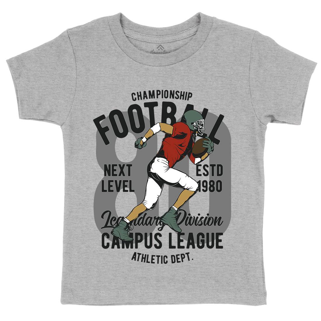 American Football Kids Organic Crew Neck T-Shirt Sport C837