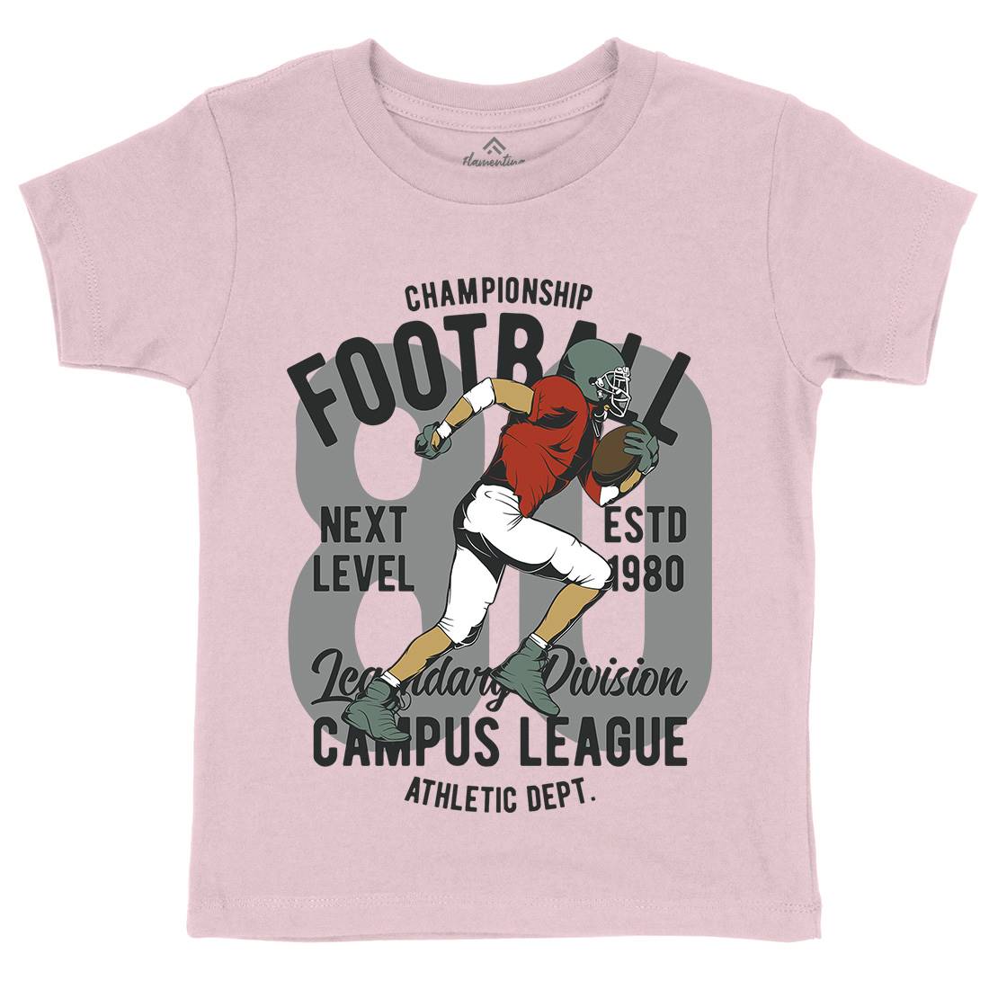 American Football Kids Organic Crew Neck T-Shirt Sport C837