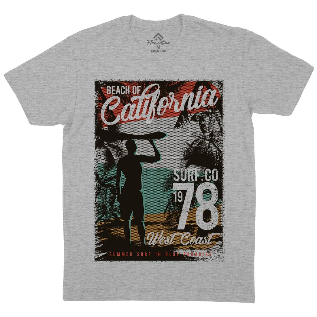 Beach Of California Mens Organic Crew Neck T-Shirt Holiday D009