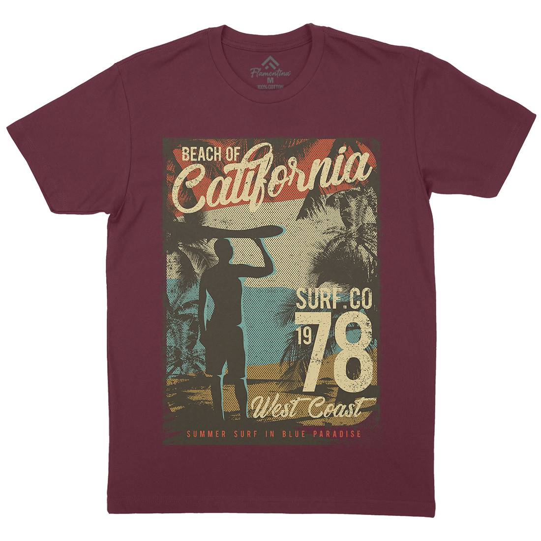 Beach Of California Mens Organic Crew Neck T-Shirt Holiday D009