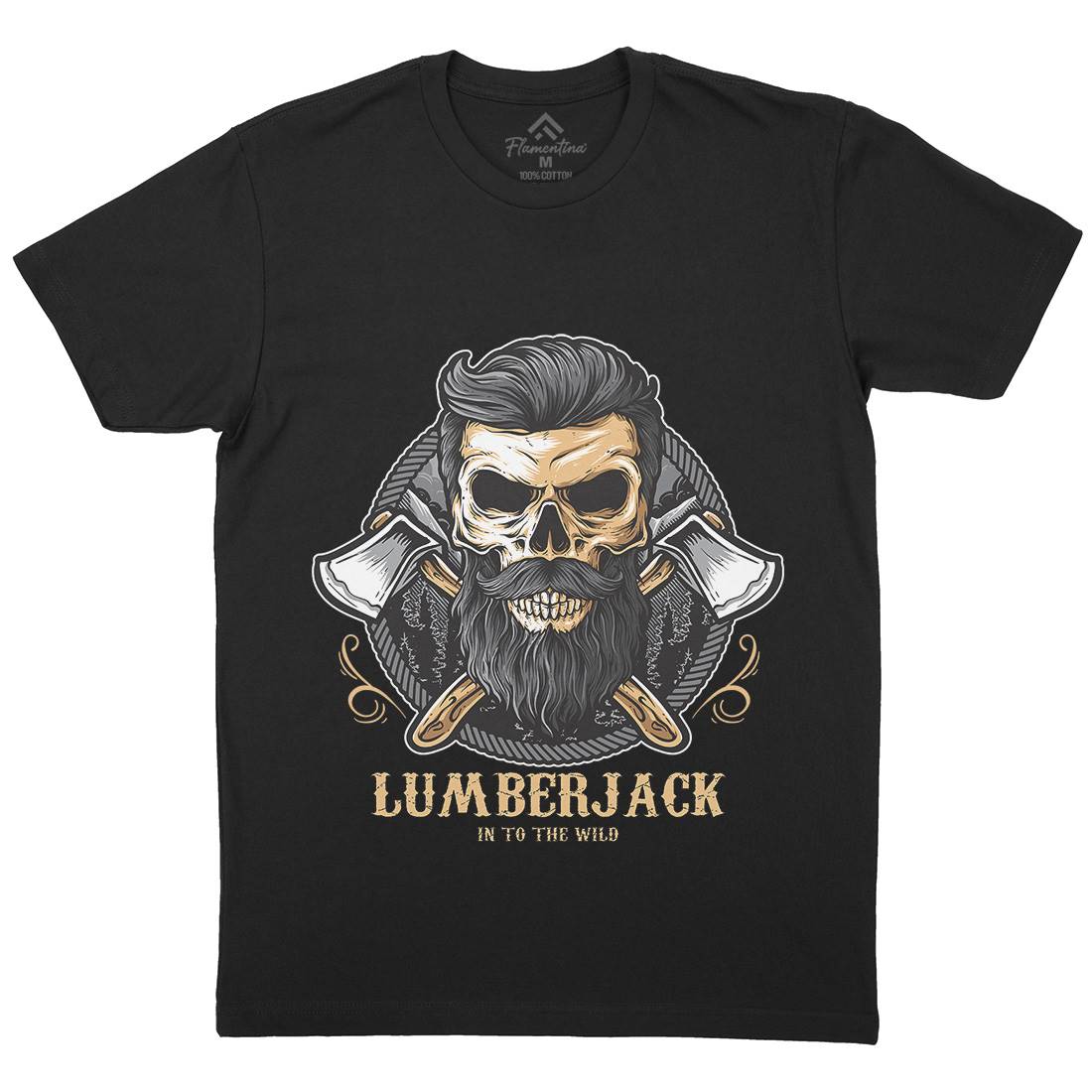 Skull Lumberjack Mens Crew Neck T-Shirt Work D085