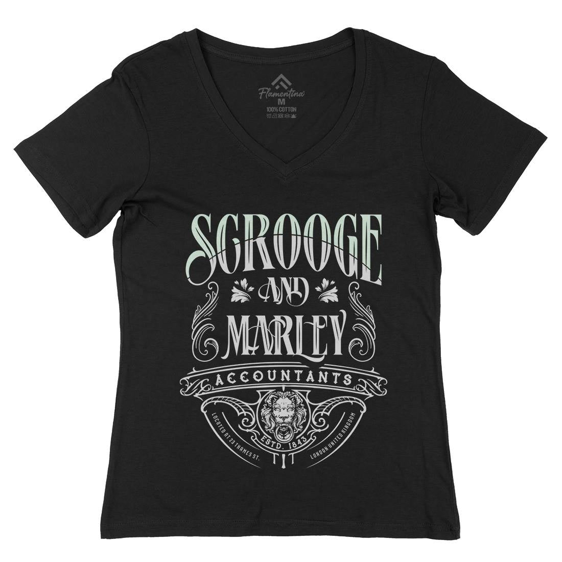 Scrooge And Marley Womens Organic V-Neck T-Shirt Christmas D100