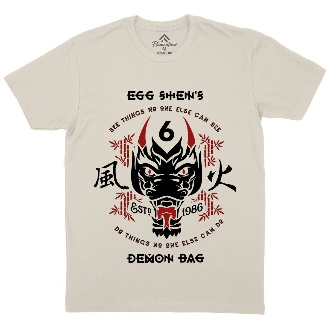 Egg Shens Six Mens Organic Crew Neck T-Shirt Asian D206