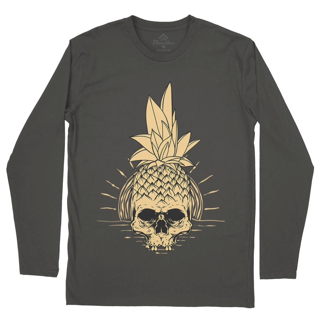 Pineapple Skull Mens Long Sleeve T-Shirt Holiday D480