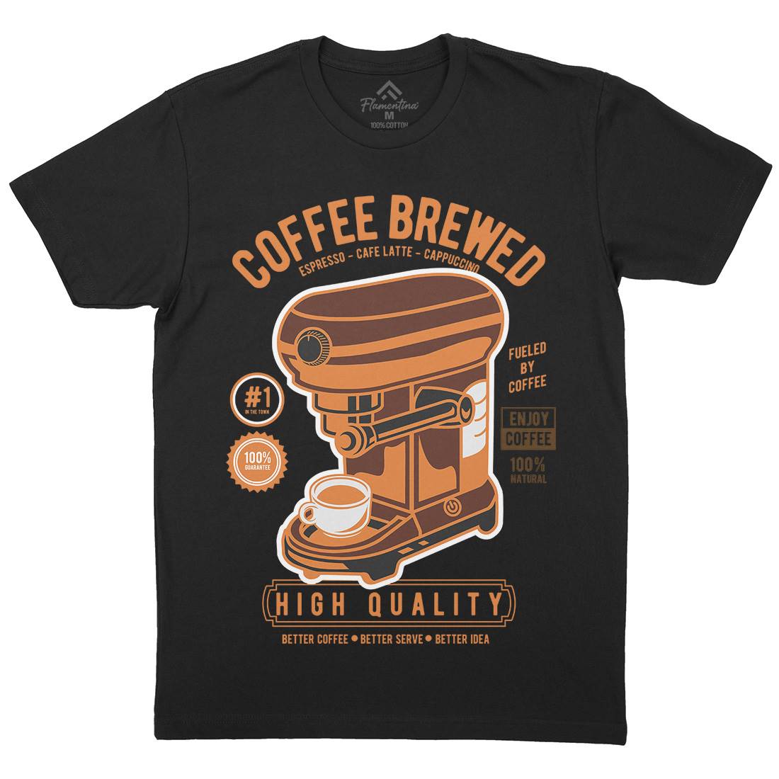 Coffee Brewed Mens Organic Crew Neck T-Shirt Drinks D522