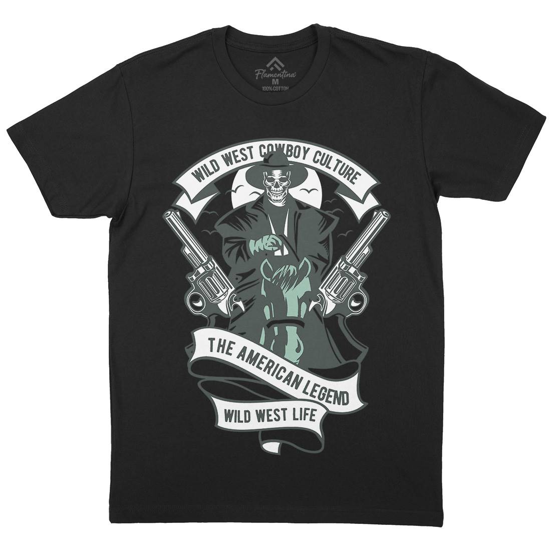 Cowboy Mens Organic Crew Neck T-Shirt American D523