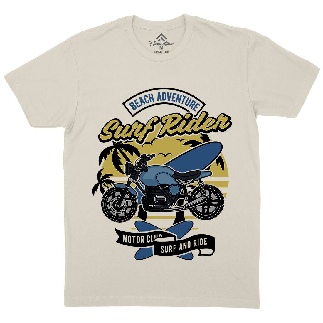 Motorcycle Rider Mens Organic Crew Neck T-Shirt Surf D585