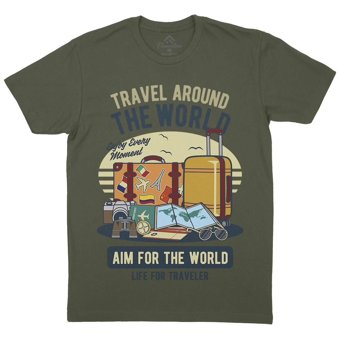 Travel Around The World Mens Crew Neck T-Shirt Nature D592