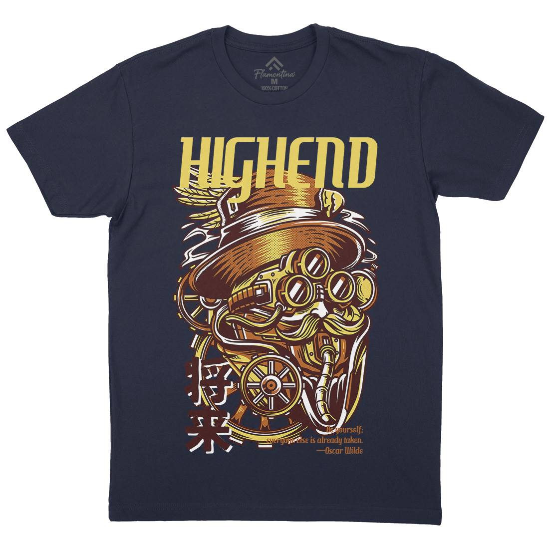 High End Mens Organic Crew Neck T-Shirt Steampunk D610