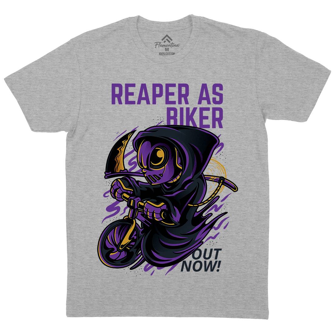 Reaper Biker Mens Organic Crew Neck T-Shirt Bikes D692