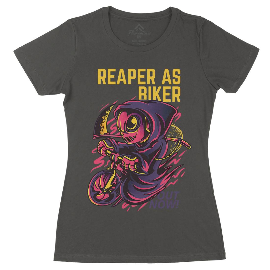 Reaper Biker Womens Organic Crew Neck T-Shirt Bikes D692