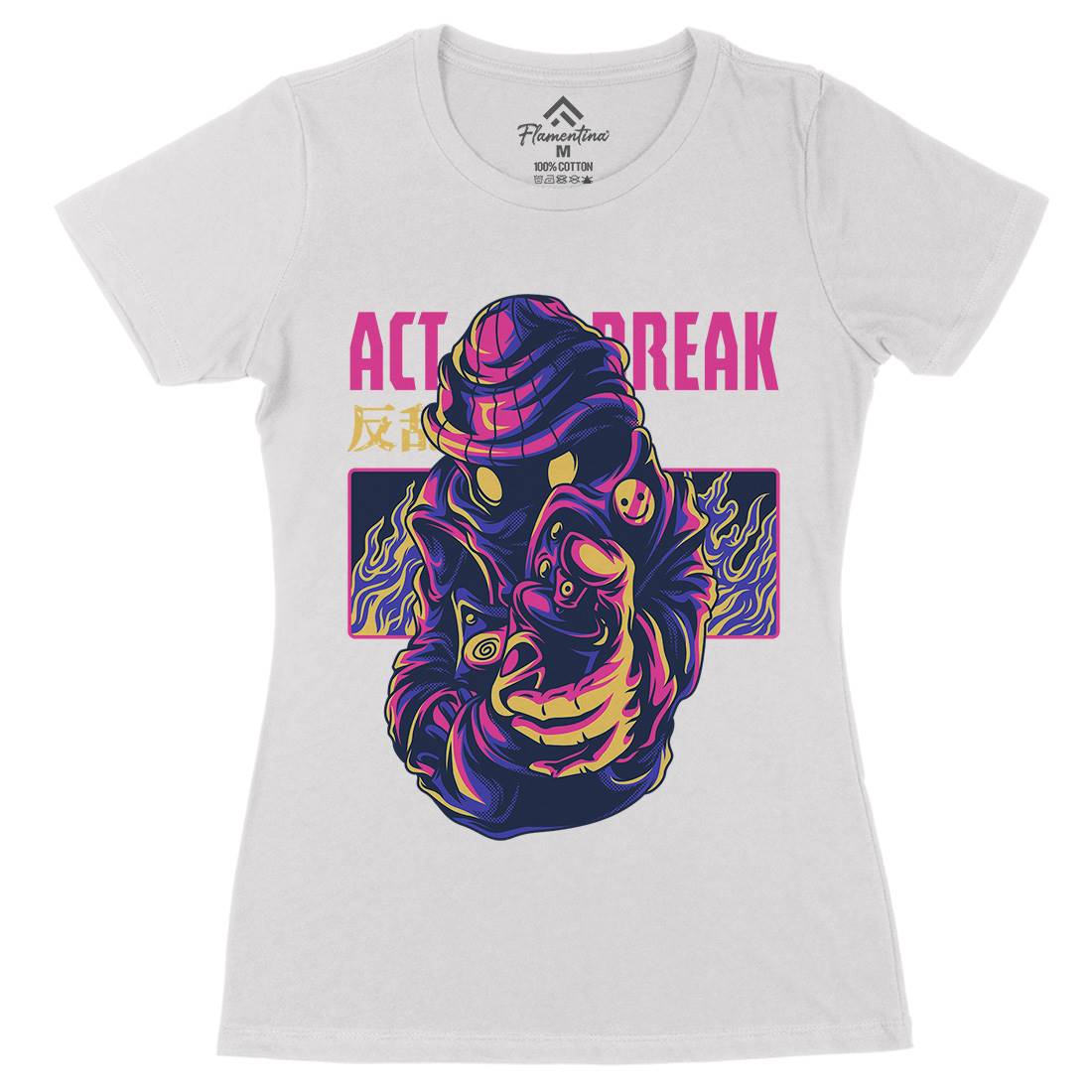 Act Break Womens Organic Crew Neck T-Shirt Graffiti D700