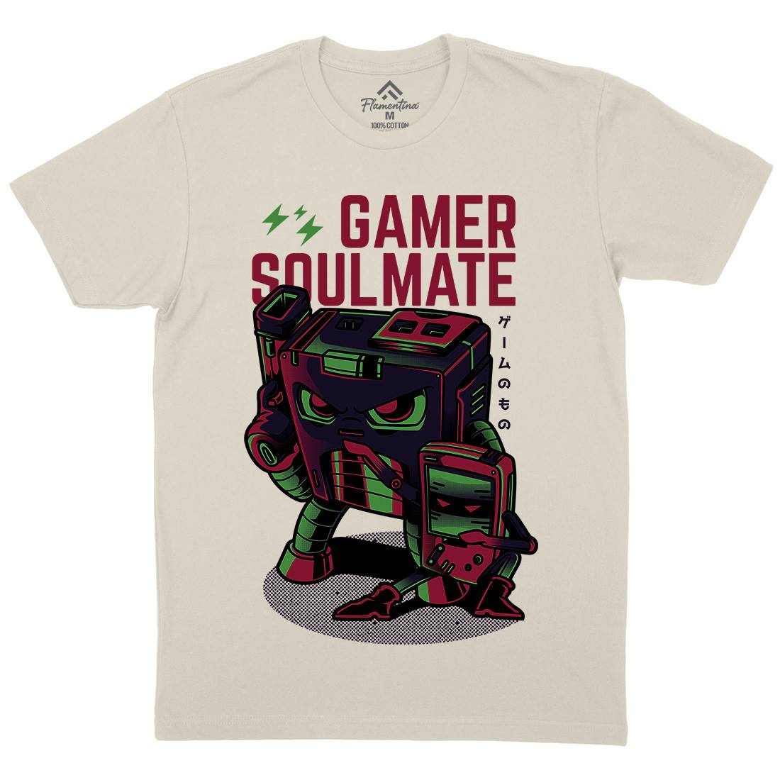 Gamer Soulmate Mens Organic Crew Neck T-Shirt Geek D790