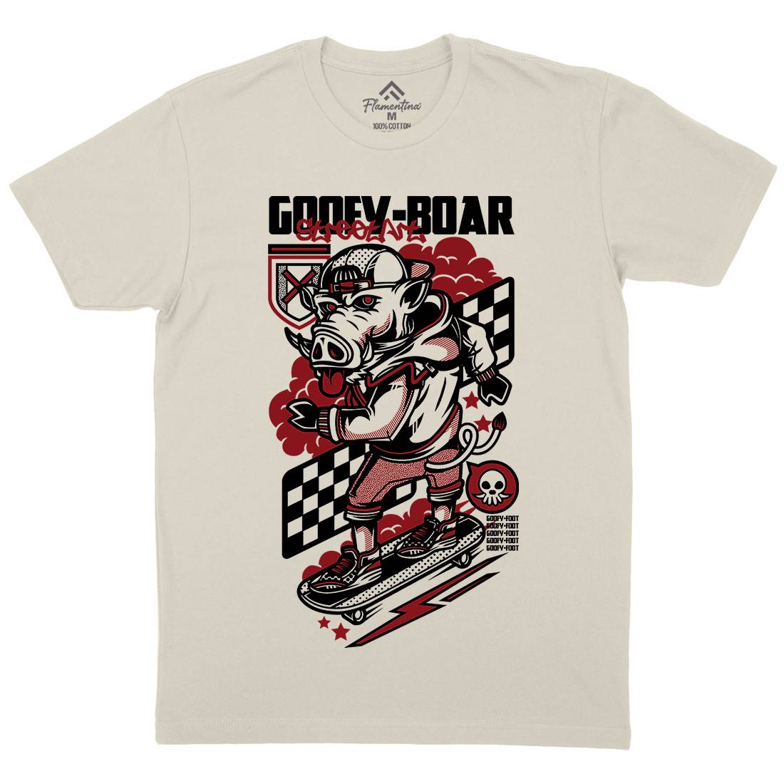 Goofy Boar Mens Organic Crew Neck T-Shirt Skate D797
