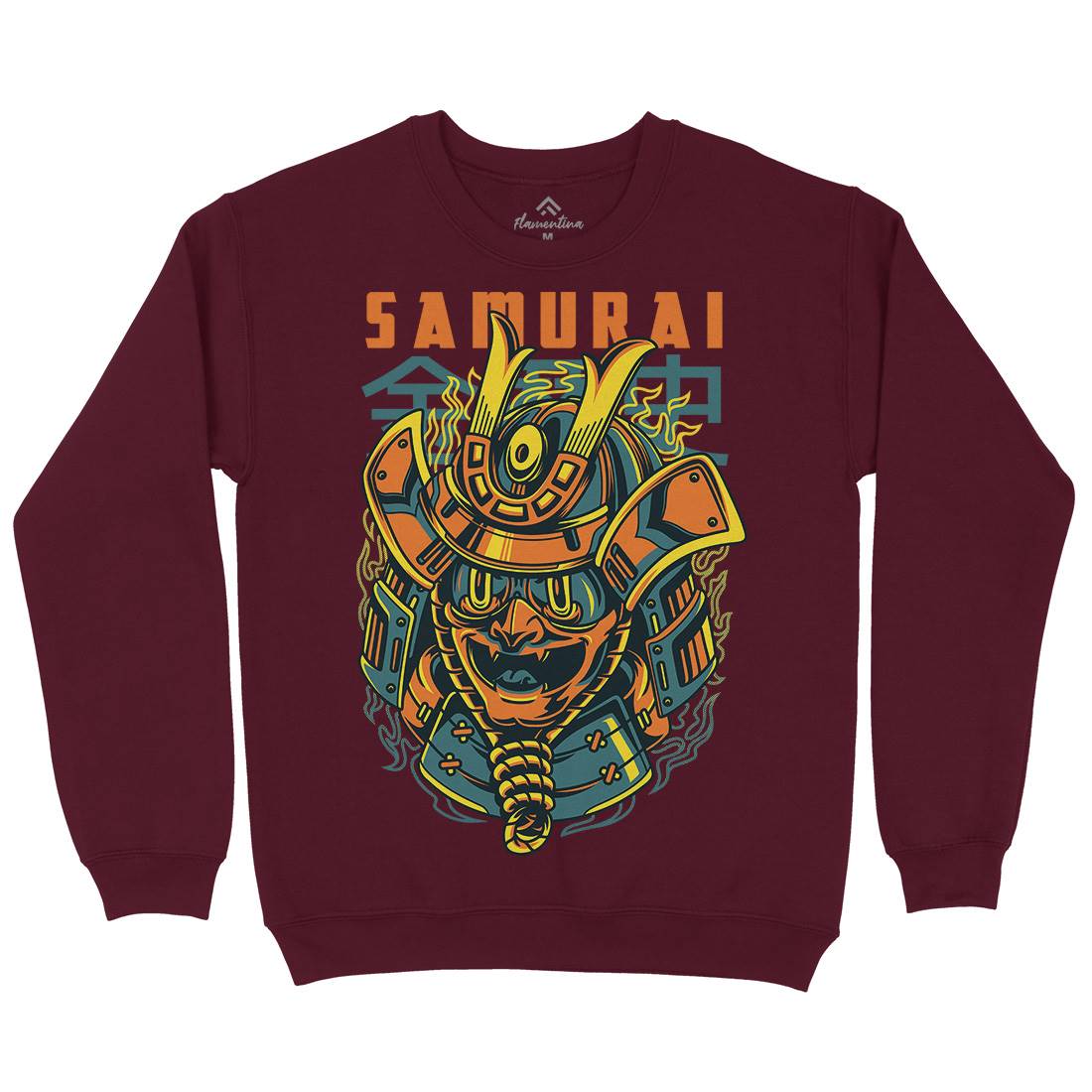 Samurai Mask Mens Crew Neck Sweatshirt Asian D807
