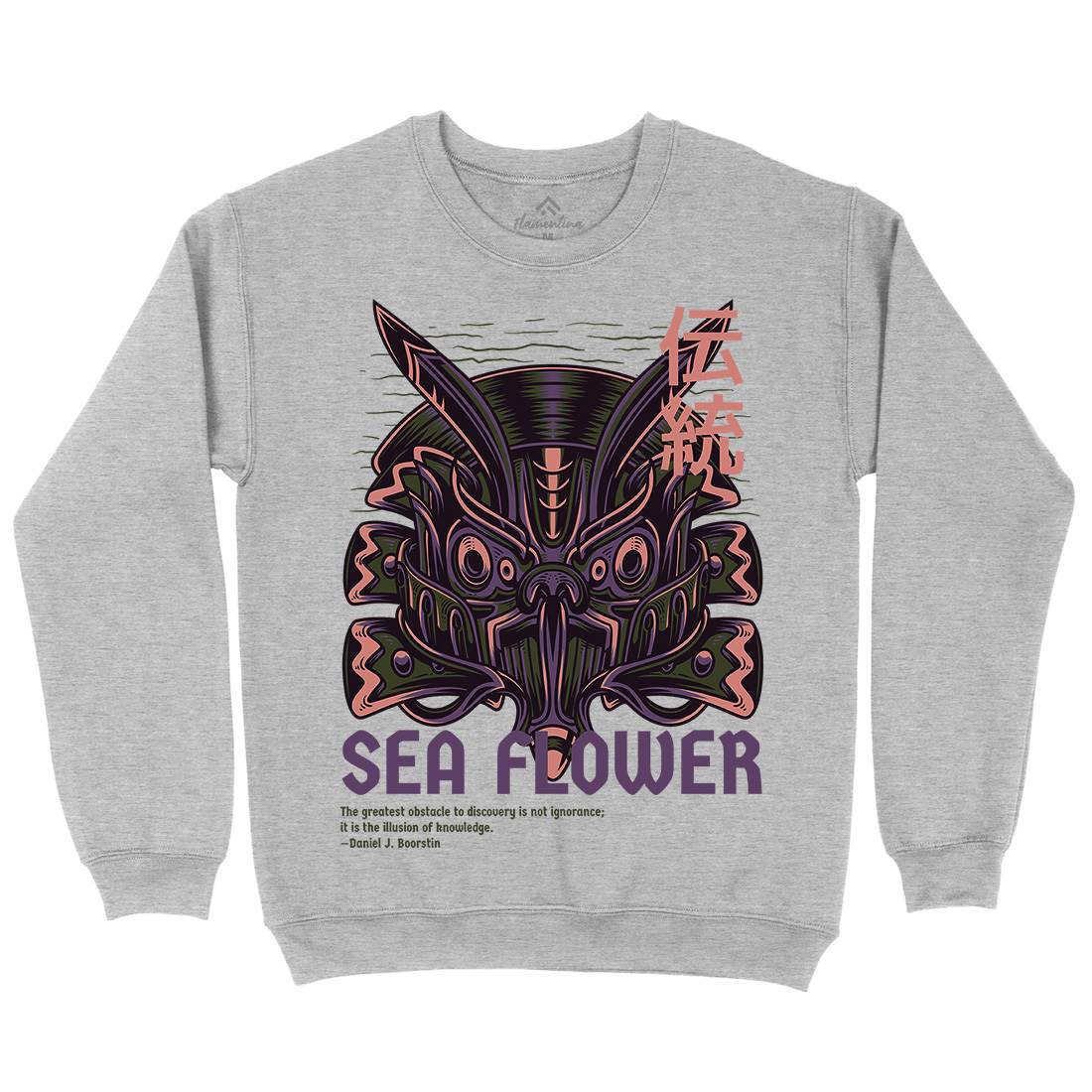Sea Flower Mens Crew Neck Sweatshirt Navy D810