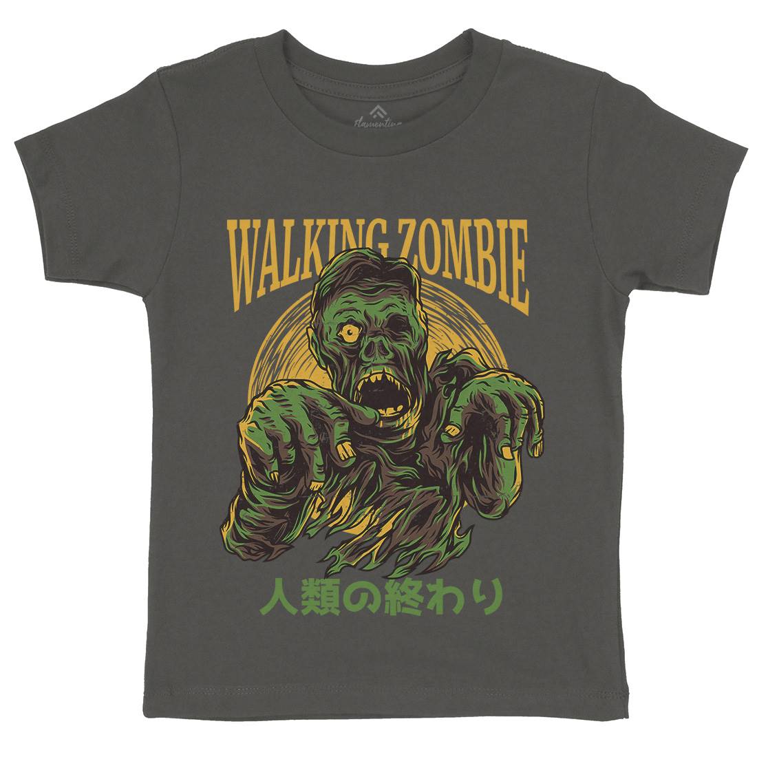 Walking Zombie Kids Organic Crew Neck T-Shirt Horror D876