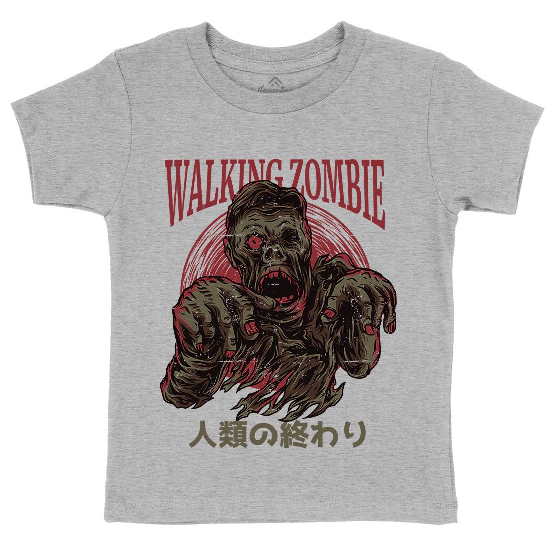 Walking Zombie Kids Organic Crew Neck T-Shirt Horror D876