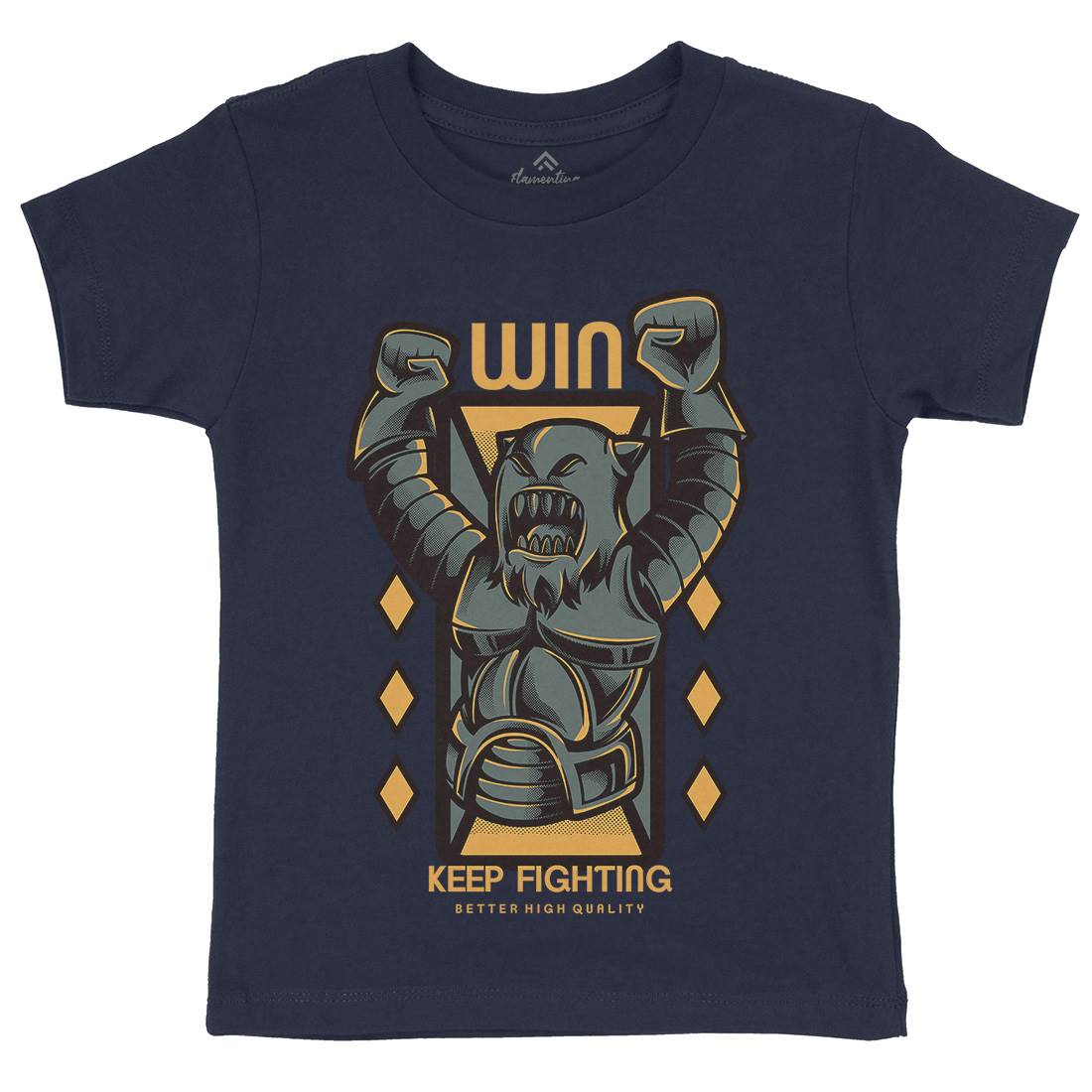 Win Fight Kids Organic Crew Neck T-Shirt Warriors D883