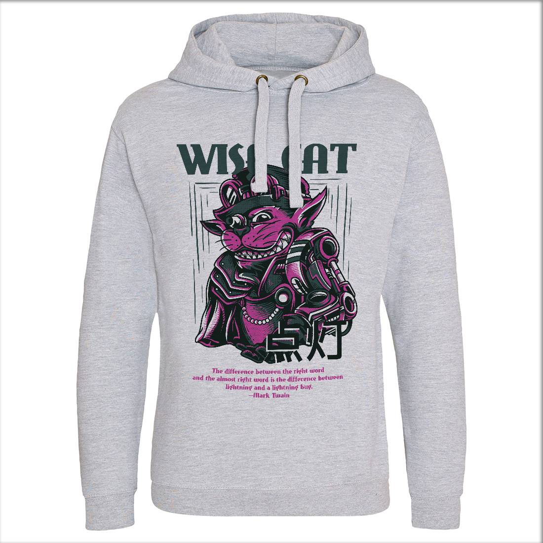 Wise Cat Mens Hoodie Without Pocket Animals D884