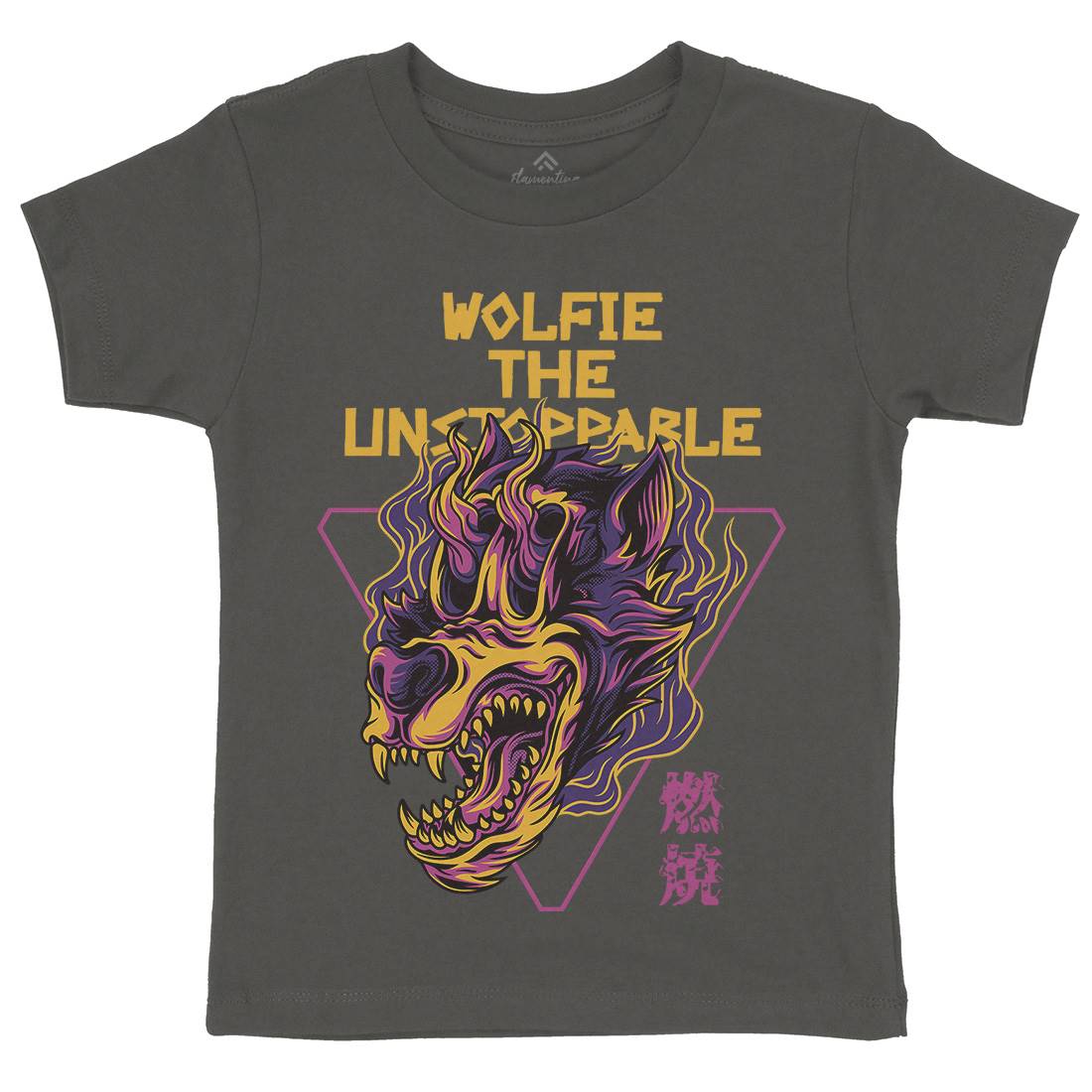 Wolf Skull Kids Organic Crew Neck T-Shirt Horror D887