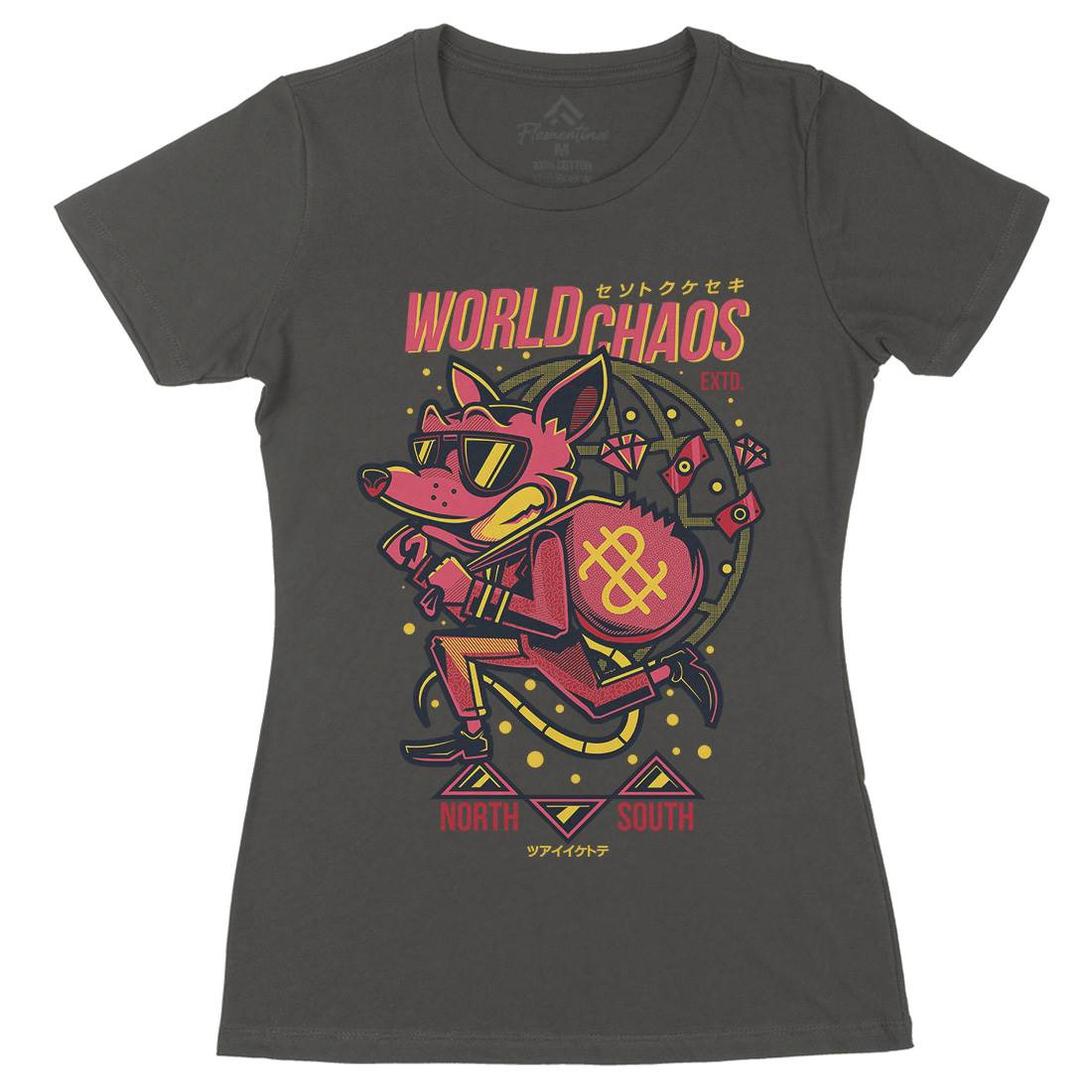 World In Chaos Womens Organic Crew Neck T-Shirt Illuminati D890