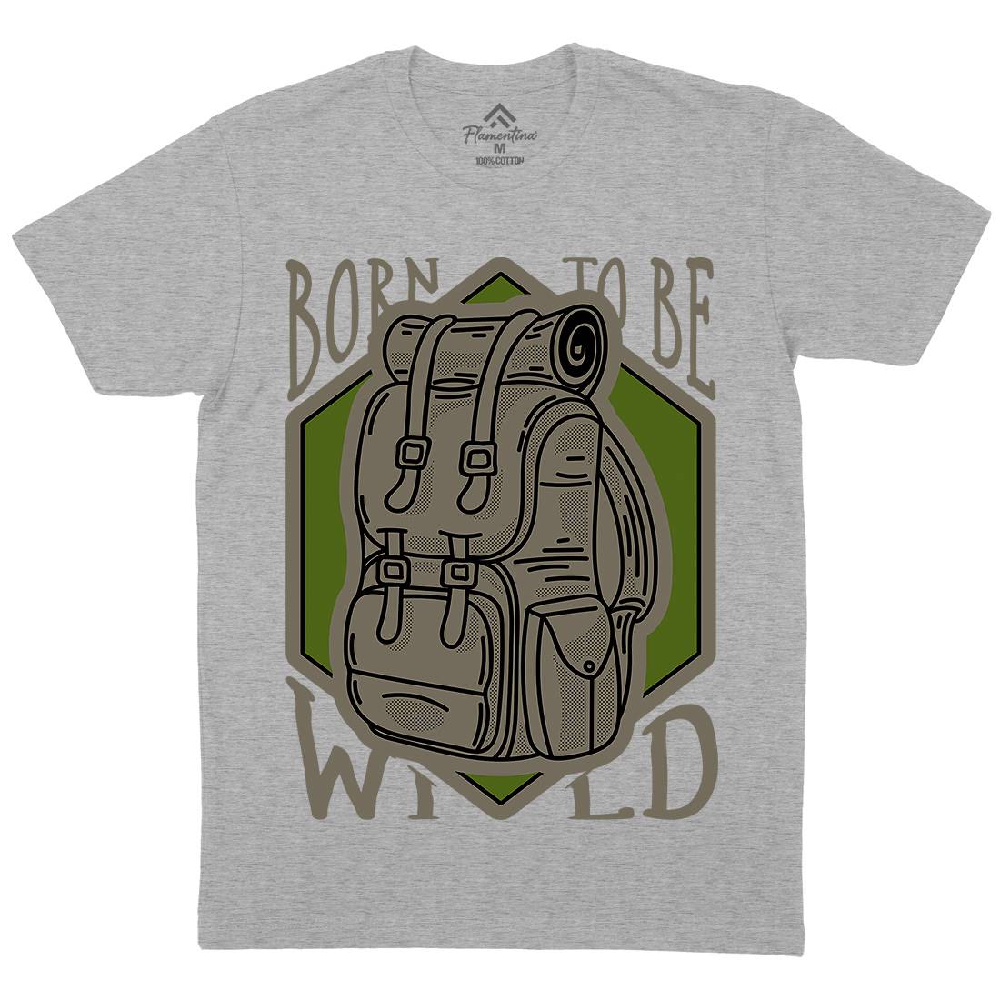 Born To Be Wild Mens Organic Crew Neck T-Shirt Nature D912