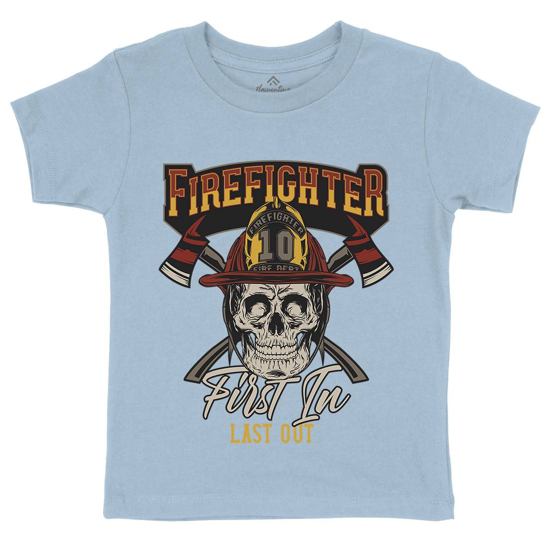 First In Last Out Kids Crew Neck T-Shirt Firefighters D933