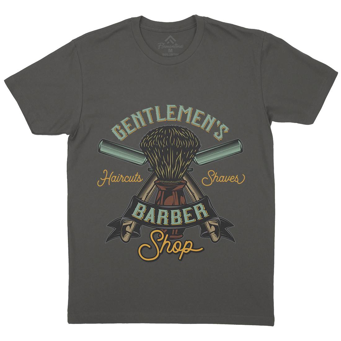 Gentlemens Shop Mens Organic Crew Neck T-Shirt Barber D935