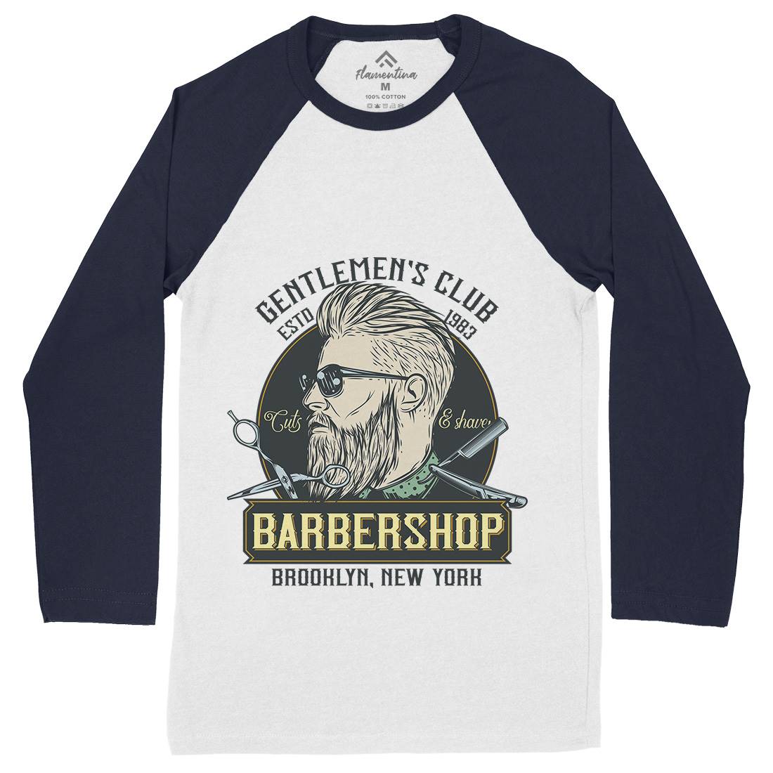 Gentlemens Club Mens Long Sleeve Baseball T-Shirt Barber D936