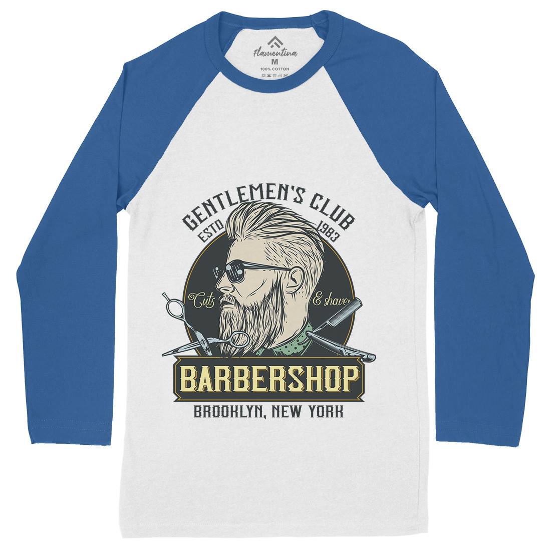 Gentlemens Club Mens Long Sleeve Baseball T-Shirt Barber D936