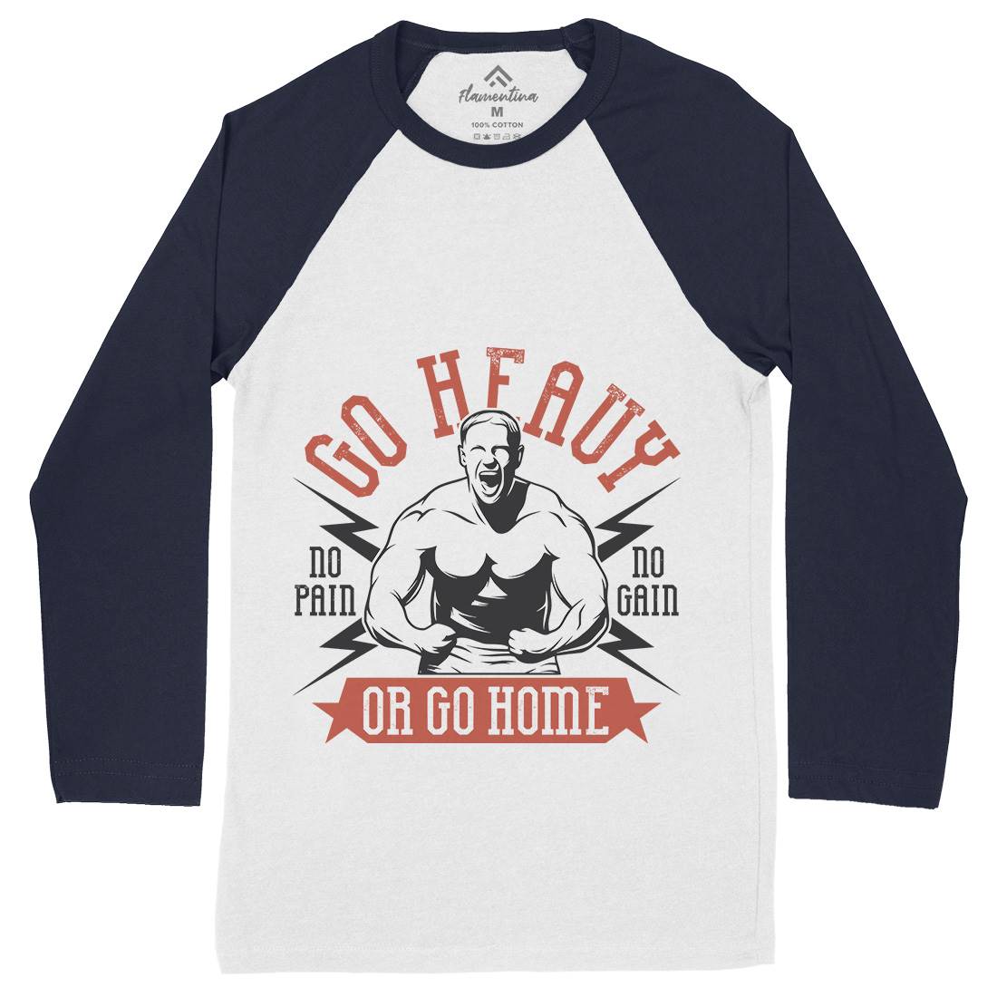 Go Heavy Mens Long Sleeve Baseball T-Shirt Gym D939