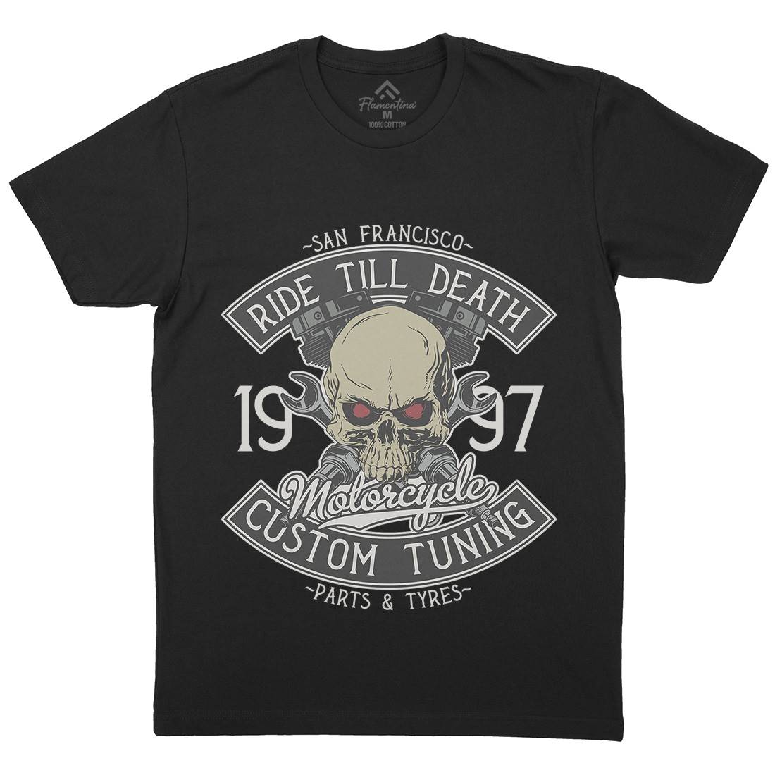 Ride Till Death Mens Organic Crew Neck T-Shirt Motorcycles D963