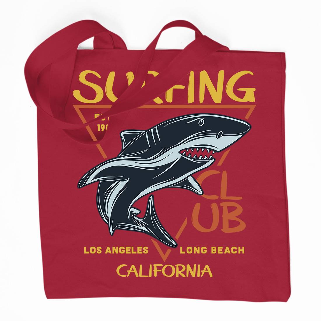 Shark Surfing Club Organic Premium Cotton Tote Bag Navy D968
