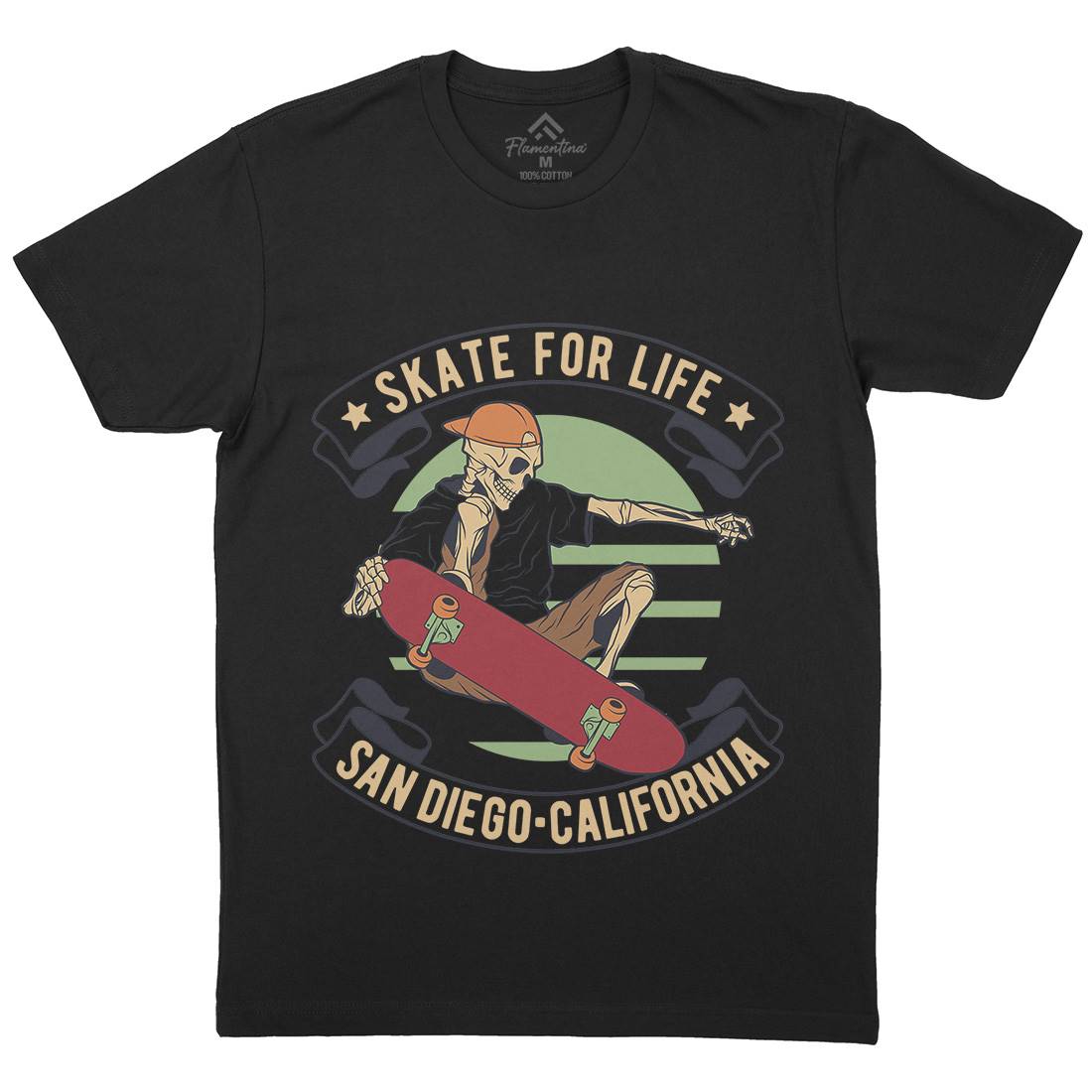 For Life Mens Organic Crew Neck T-Shirt Skate D970