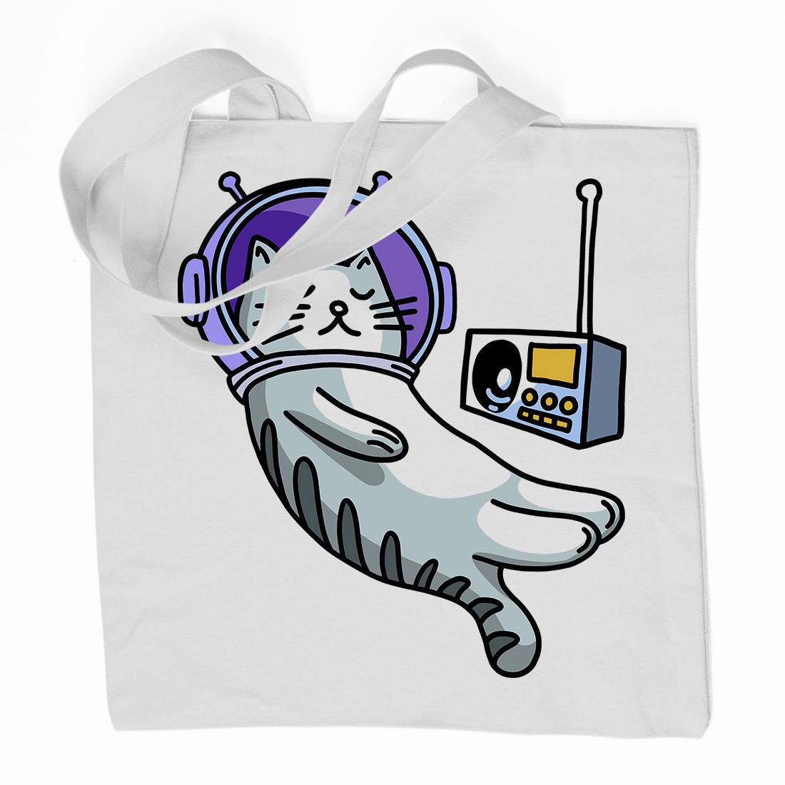 Cat Radio Organic Premium Cotton Tote Bag Space D979