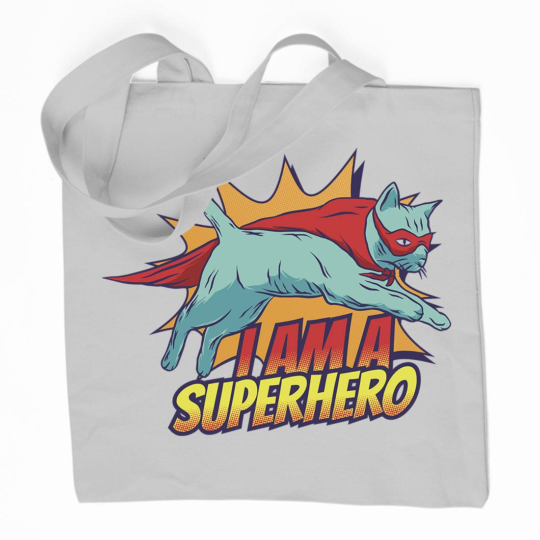 Superhero Cat Organic Premium Cotton Tote Bag Animals D987