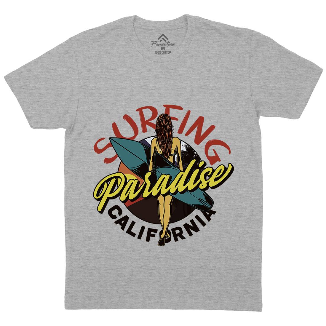 Surfing Paradise Mens Organic Crew Neck T-Shirt Surf D989