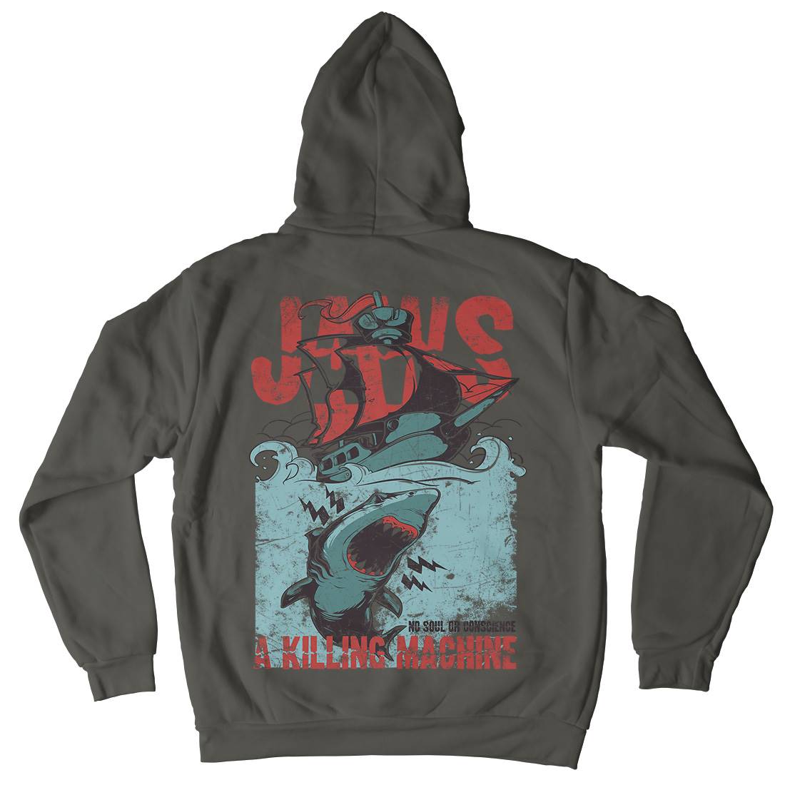 Jaws Mens Hoodie With Pocket Horror A000