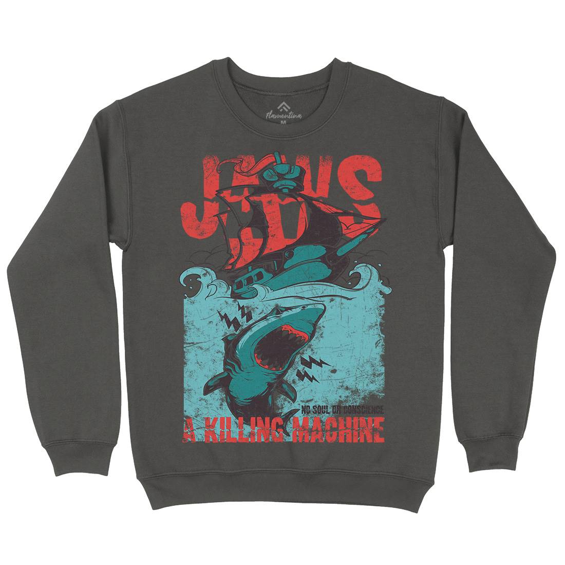Jaws Mens Crew Neck Sweatshirt Horror A000