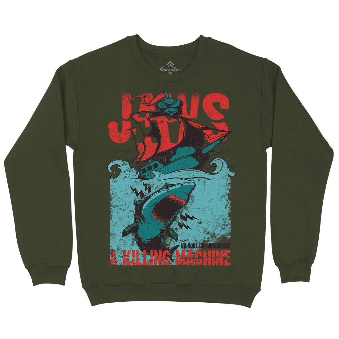 Jaws Mens Crew Neck Sweatshirt Horror A000