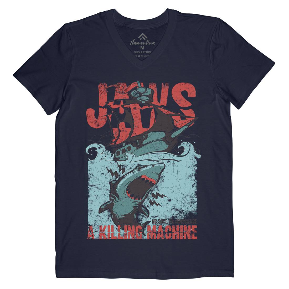 Jaws Mens V-Neck T-Shirt Horror A000