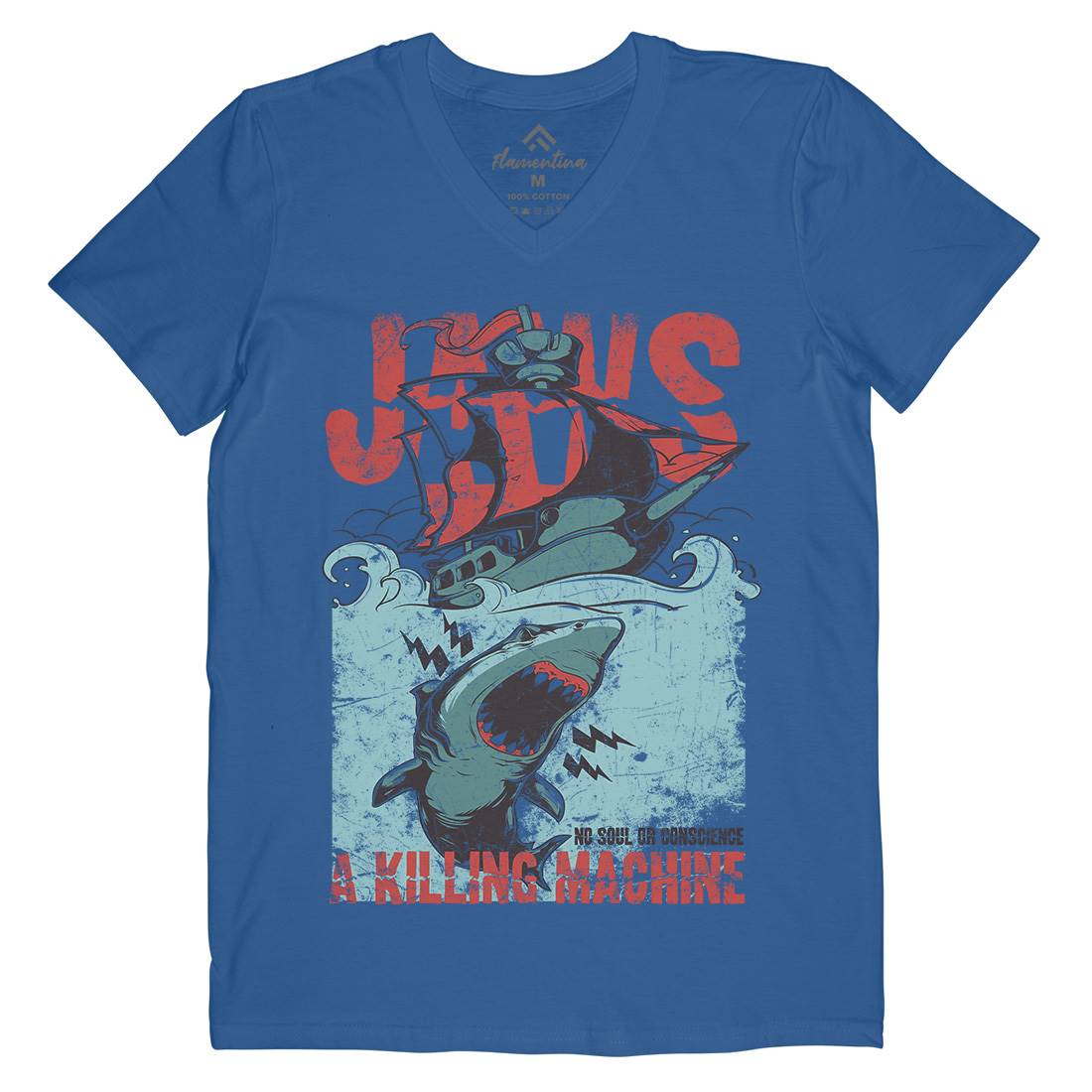 Jaws Mens V-Neck T-Shirt Horror A000