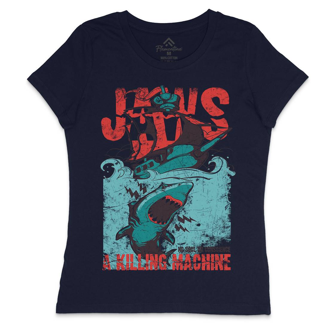 Jaws Womens Crew Neck T-Shirt Horror A000