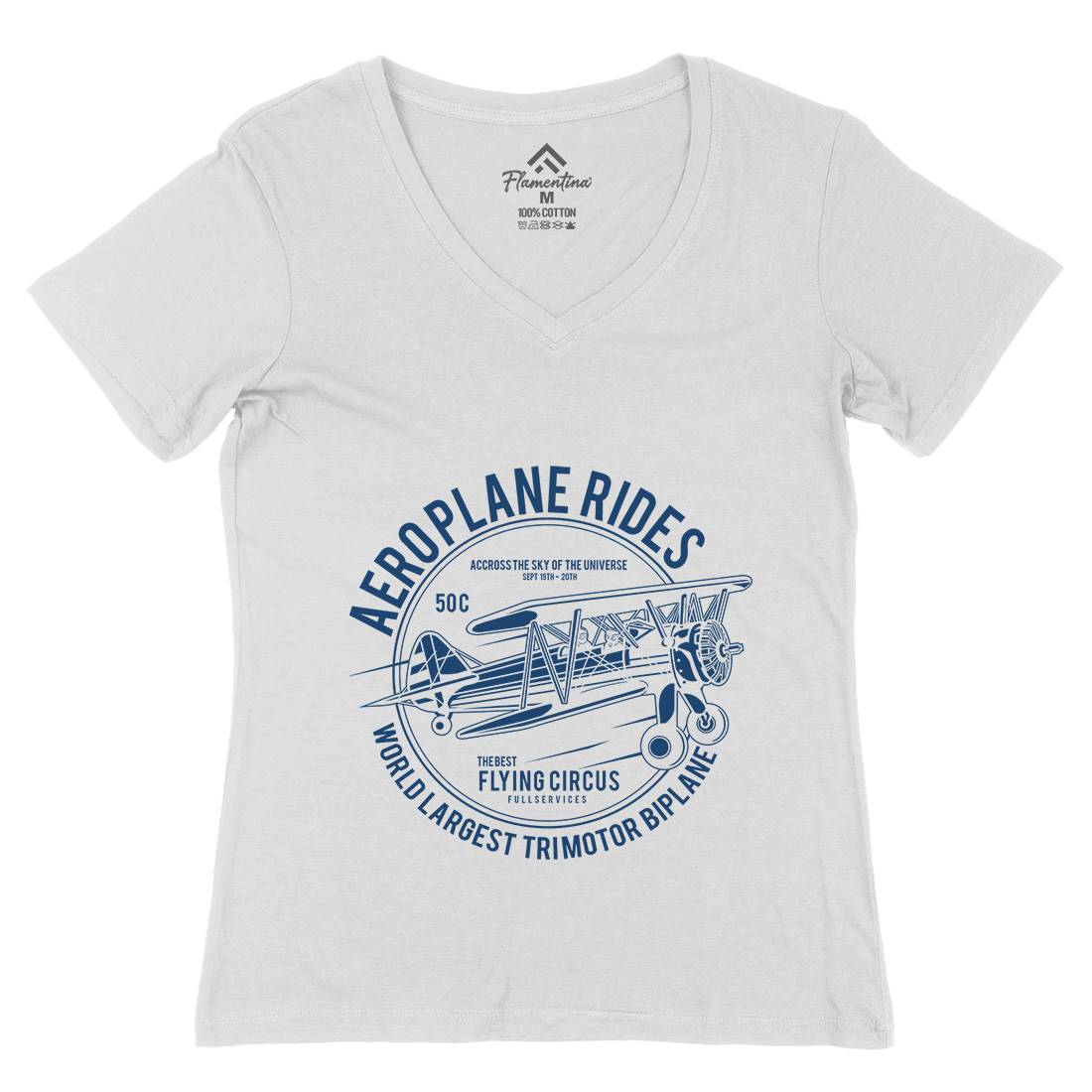 Aeroplane Womens Organic V-Neck T-Shirt Vehicles A002